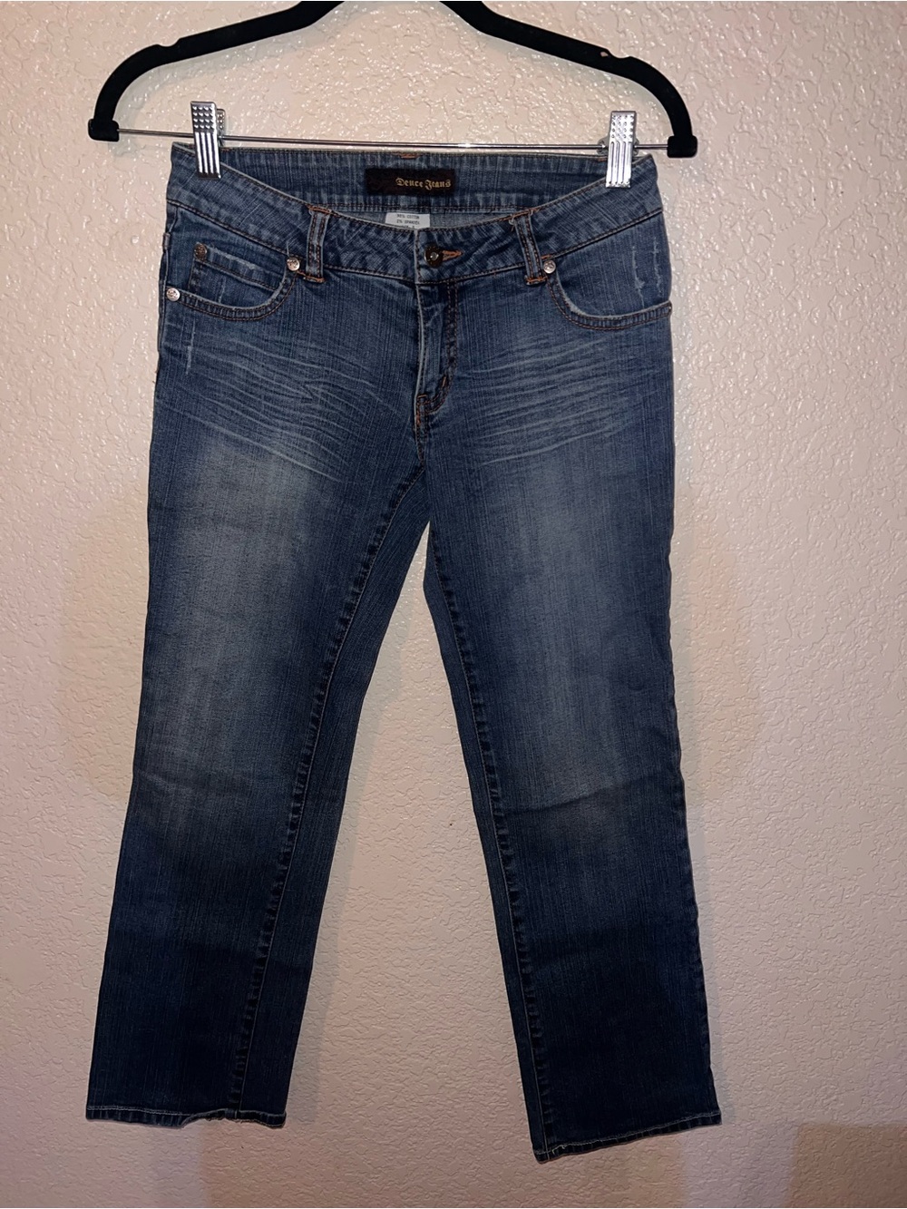 Y2K Dark Blue Flare Jeans with Subtle Fade